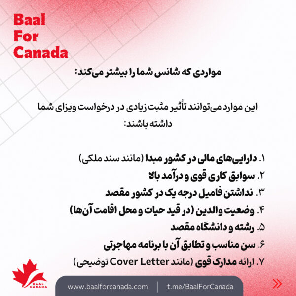عوامل مهم در پذیرش ویزا