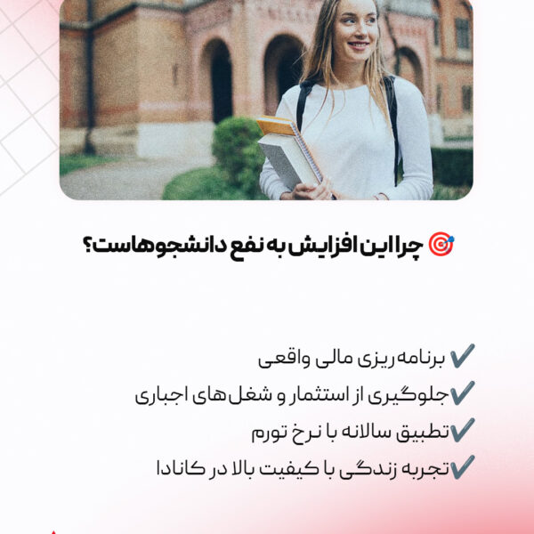 افزایش هزینه های زندگی برای ویزای دانشجویی کانادا